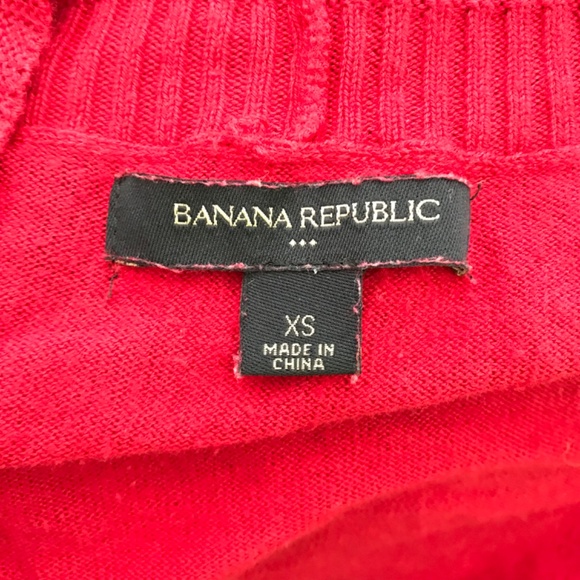Y2K Banana Republic Cotton Blend Cardigan Sweater XS Cardinal Red - Picture 7 of 9